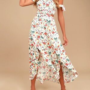 Lush Pink and Red Pleated Maxi Sundress